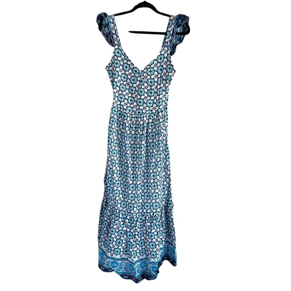 NWT Lucky Brand Women’s Floral Tiered Maxi Dress Blue White Size M - Picture 2 of 13